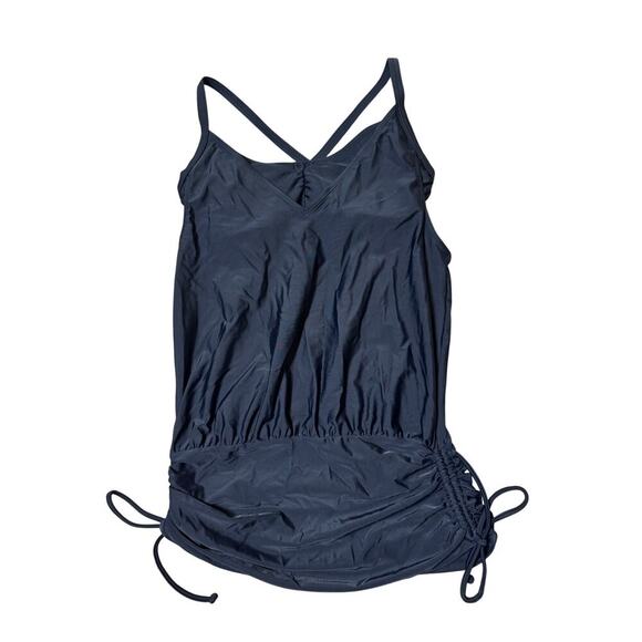 Athleta women's swim side scrunch Tankini/bikini, size 34 B/C; Black - Picture 1 of 9